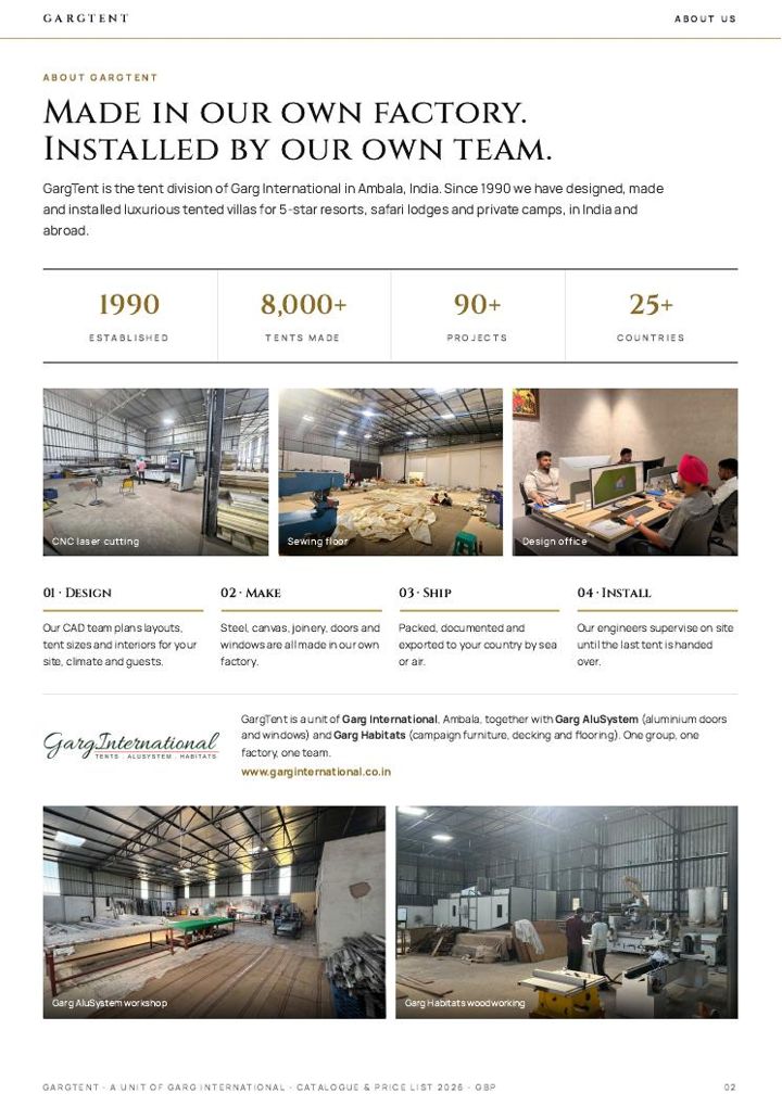About GargTent page of the GargTent catalogue
